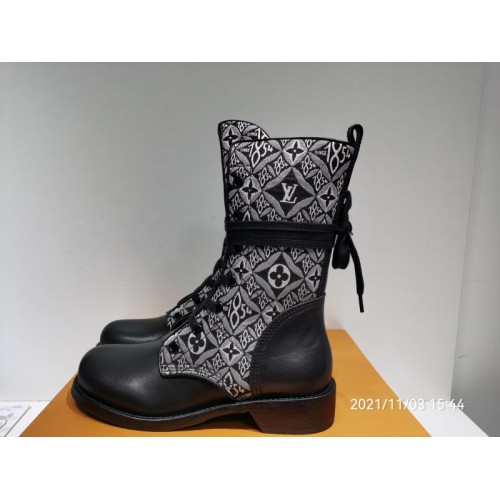 LV black monogram high boots