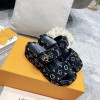 Louis Vuitton Flatforms denim blue/ black