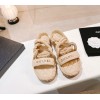 Chanel slippers beige in raffia