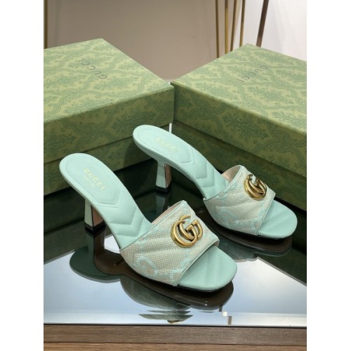 Gucci GG Green Canvas Heels