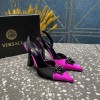 Versace Crystal La Medusa Satin Sling black heels