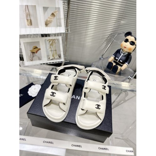 Chanel white sandals