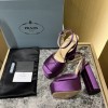 Prada purple satin platform heels