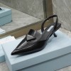 Prada Black Brushed Leather Slingback Pump
