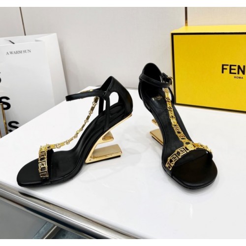 Fendi black leather heels