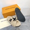 Louis Vuitton beige fur slippers