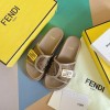 Fendi Feel Light Brown fabric slides