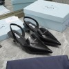 Prada Black Brushed Leather Slingback Pump