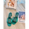 Manolo Blahnik Green Marta Crystal Buckle Silk Heeled Sandals