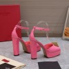 Valentino One Stud pink patent leather platform heels