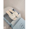 Prada White Saffiano leather slides