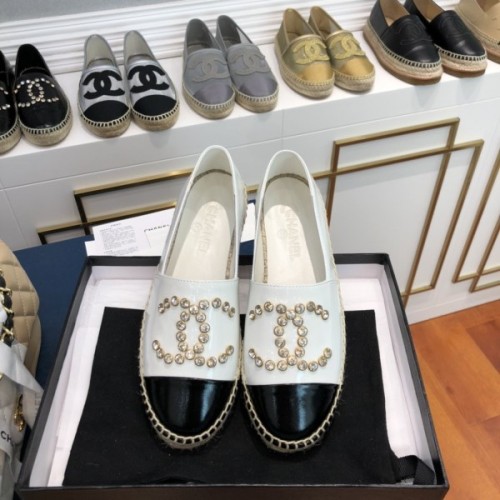 Chanel White Espadrilles Flats