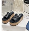 Prada Black Rubber wedge platform sandals