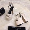 YSL White Paige Platform Heels
