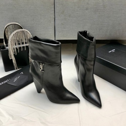 YSL black leather boots