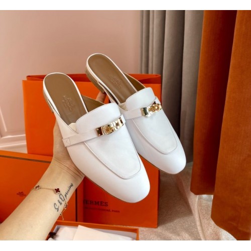 Hermes white flats