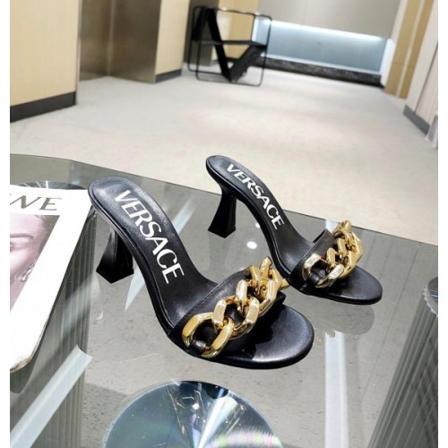 Versace black heeled sandals