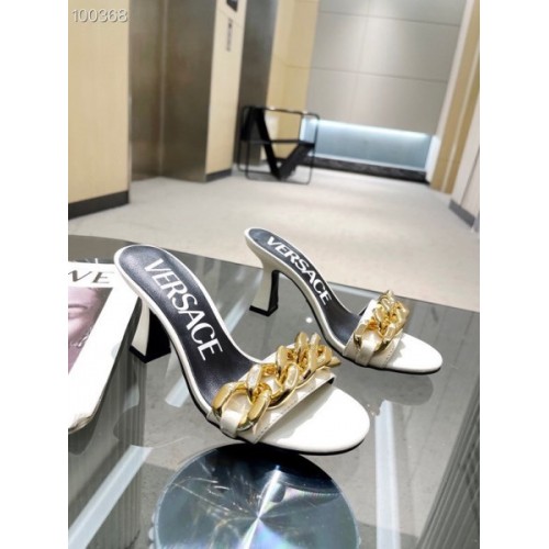 Versace white heeled sandals