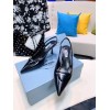 Prada black leather slingback heel 7.5cm