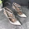 Valentino white - gold rockstud heels 10cm