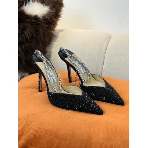 JIMMY CHOO Black Saeda 100 Hotfix Heels