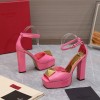 Valentino One Stud pink patent leather platform heels