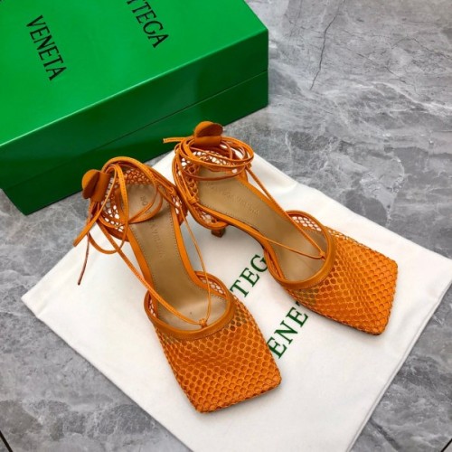 Bottega veneta orange fishnet heel